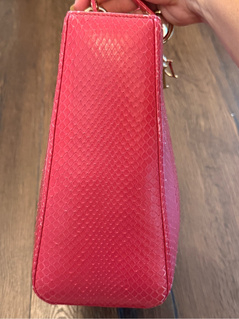 Large Hot Pink Python Lady Dior - Picture 7 of 11